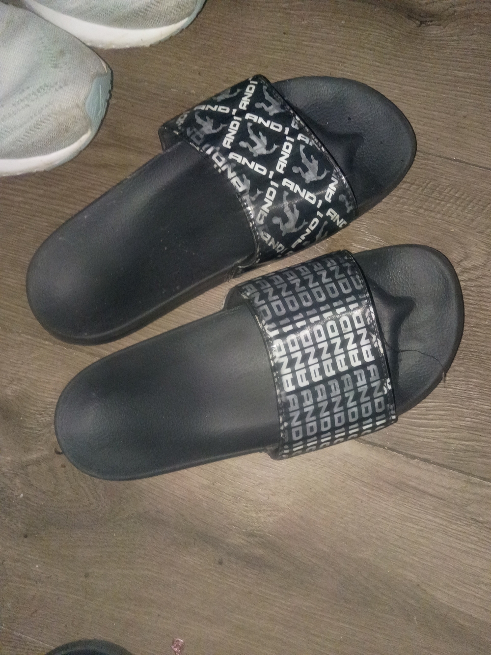 AND1 Black Logo Slide Sandals